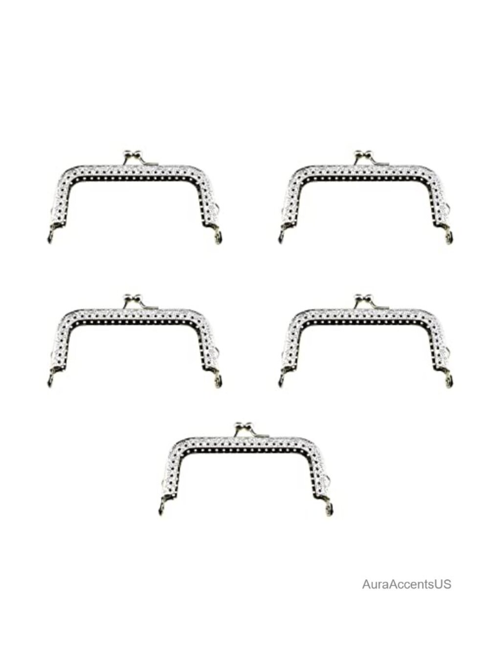 Square Frame Kiss Clasp Metal Buckle Lock Hasp Silver 5 PCS for DIY Craft